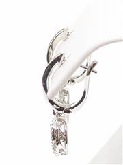 10k 4.3g White Gold Diamond Huggie Dangle Illusion Iris Eye Unique Earrings